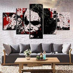 Heath Ledger Joker Batman Abstract Framed 5 Piece Movie Canvas Wall Art Painting